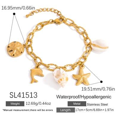 1 Piece OCeanic Stainless Steel Gold Color Charm Bracelet h5 Picture2