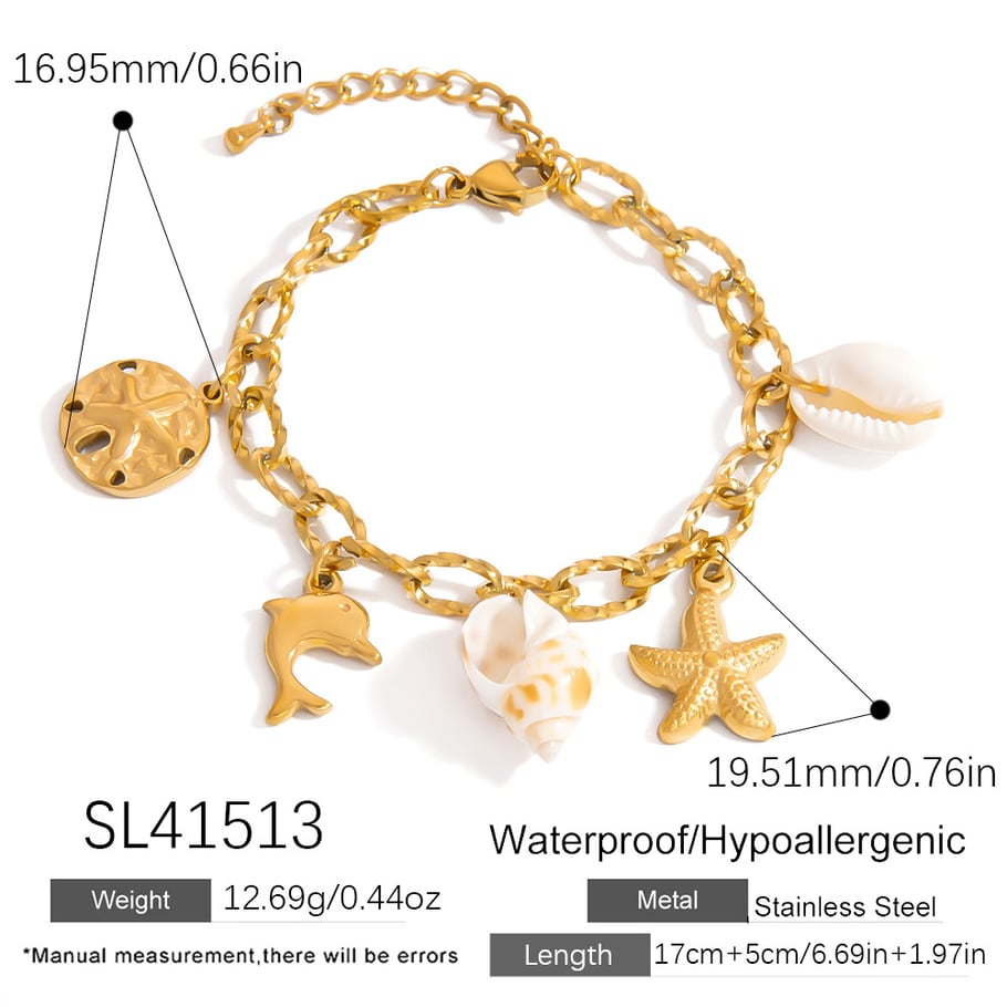 1 Piece OCeanic Stainless Steel Gold Color Charm Bracelet Picture2