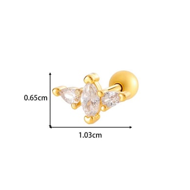 Boucles d&#39;oreilles piercing exquises en cuivre doré et zircon pour femmes, 1 pièce h5 Image2