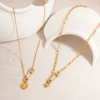 1 Piece Heart Stainless Steel Gold Color Pendant Necklace h5 Picture5