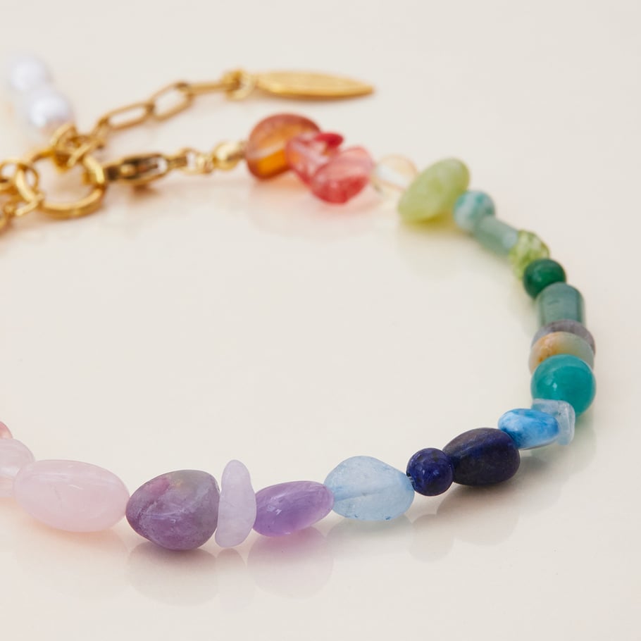 1 Stück polychrome Perlen Edelstahl Gold Farbe Damen Charm Armbänder Bild7