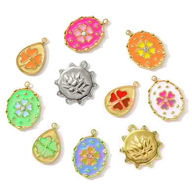 1 Piece Colorful Series DIY Droplet Stainless Steel Gold Color Women's Pendants h5 Picture3