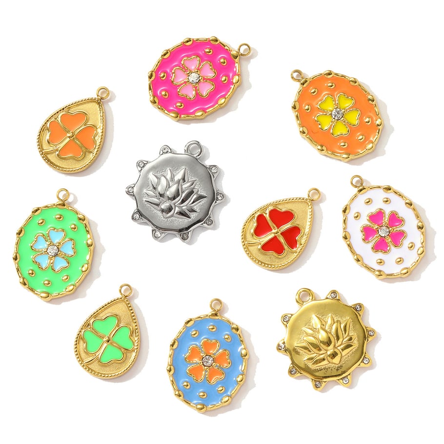 1 Piece Colorful Series DIY Droplet Stainless Steel Gold Color Women's Pendants Picture3