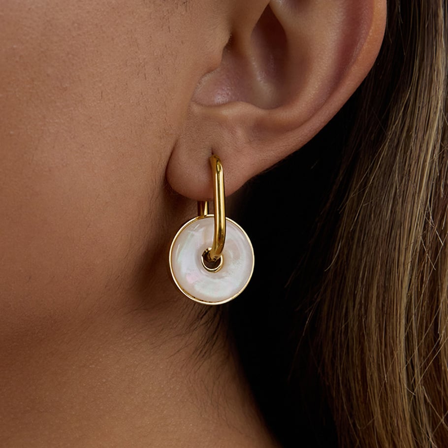 1 par de elegantes pendientes de aro anulares de acero inoxidable color dorado para mujer Imagen5