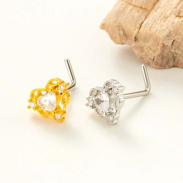 1 Piece Copper Gold Color Zircon  Nose Stud