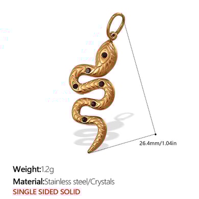 Ciondolo a forma di serpente in acciaio inossidabile color oro, 1 pezzo h5 