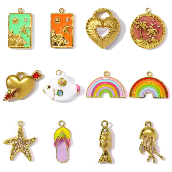 1 Piece DIY Coconut Palm Stainless Steel Gold Color Women's Pendants