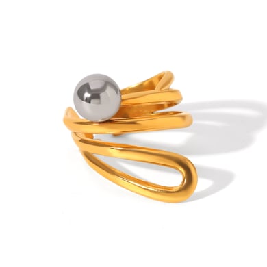 Simple Mixed Color Stainless Steel   Gold Color  Statement Rings h5 