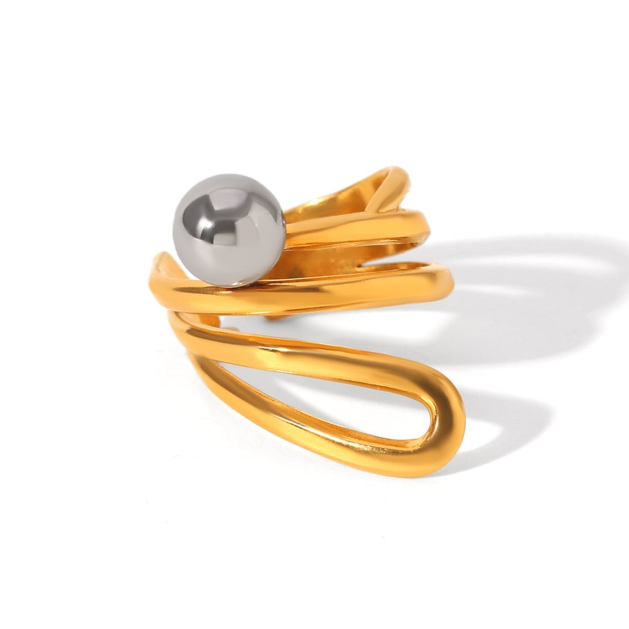 Simple Mixed Color Stainless Steel   Gold Color  Statement Rings 