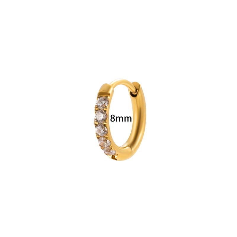 1 Piece Stainless Steel Gold Color Zircon Piercings Earrings Picture2