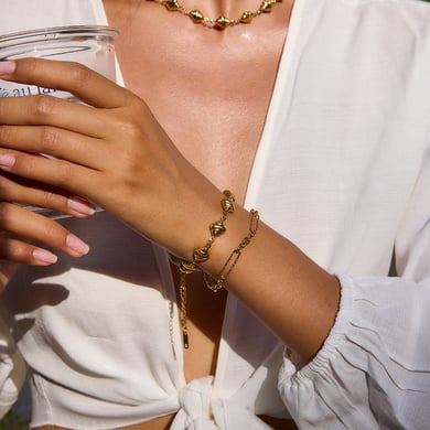 1 Piece Simple CroissantStainless Steel Gold Color Women's Charm Bracelets h5 Picture5
