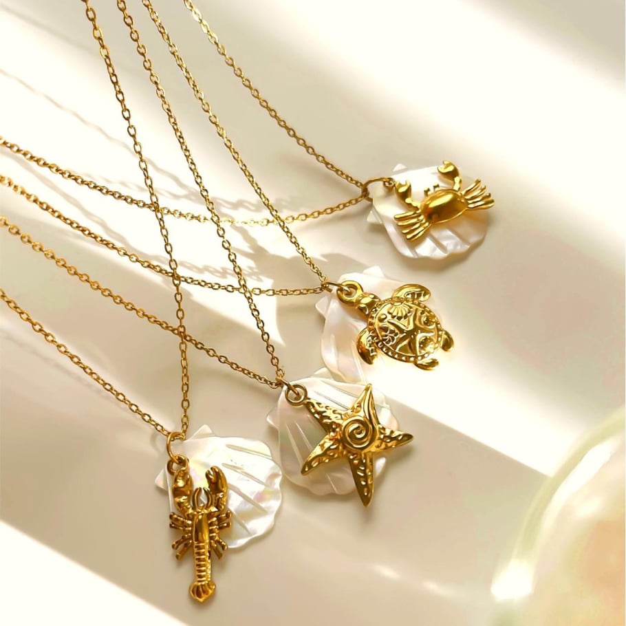 1 collar con colgante de acero inoxidable color dorado Imagen5
