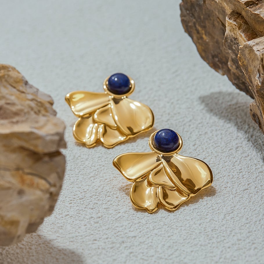 1 Pair Classic Series French Retro Flower Stainless Steel Gold Color Women's Stud Earrings h5Picture3