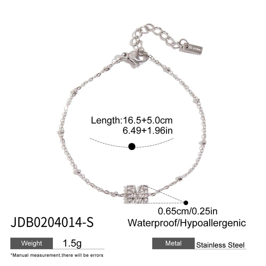 Bracelet chaîne en acier inoxydable pour femme, série luxueuse, motif lettres mignonnes 