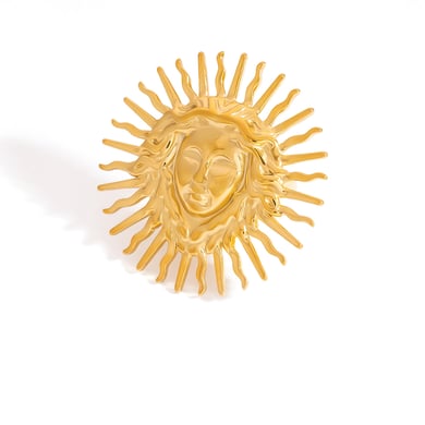 1 stuk roestvrijstalen statement ring in goudkleur h5 
