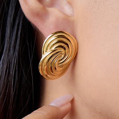 1 Paar einfache Serie Persönlichkeit Spirale Edelstahl Gold Farbe Ohrstecker h5 Bild4