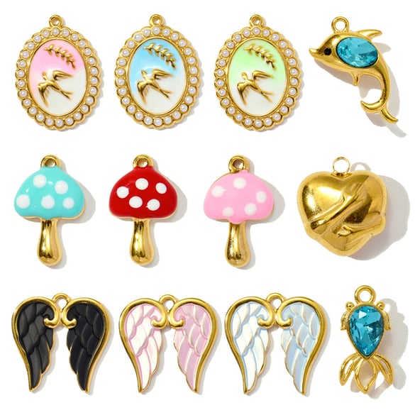 1 Piece Simple Series DIY Swallow Stainless Steel Gold Color Women's Pendants