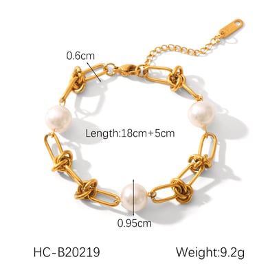 1 Paar Simple Series Daily Beads Edelstahl Goldfarben Perlen Damen Perlenarmbänder h5 Bild2