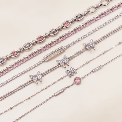 Bracelet chaîne en acier inoxydable pour femme, série luxueuse, motif lettres mignonnes h5 Image4