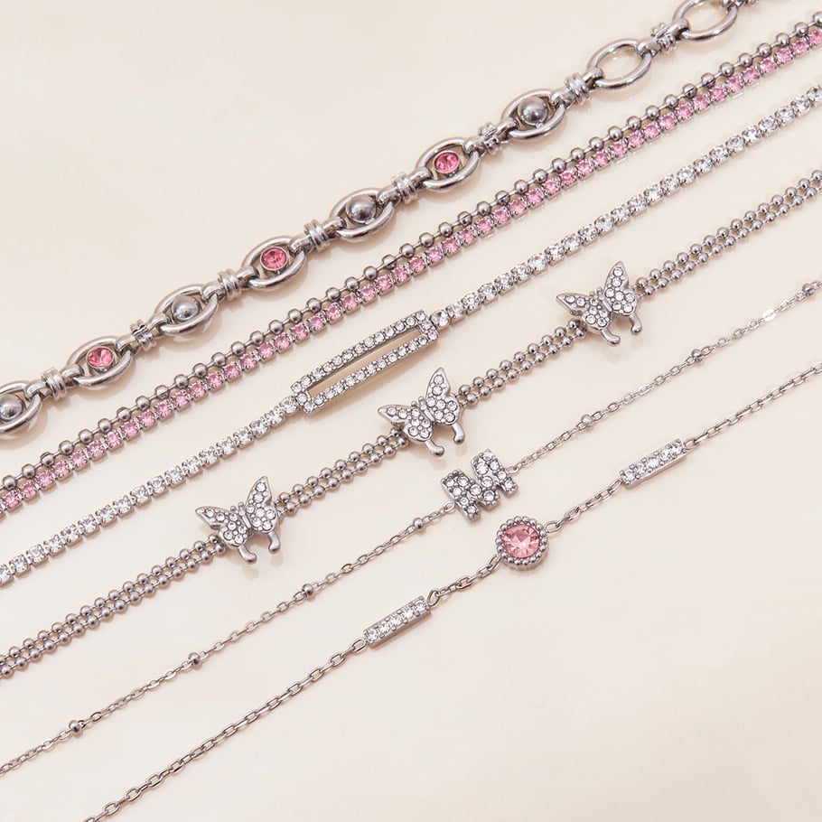 Bracelet chaîne en acier inoxydable pour femme, série luxueuse, motif lettres mignonnes Image4