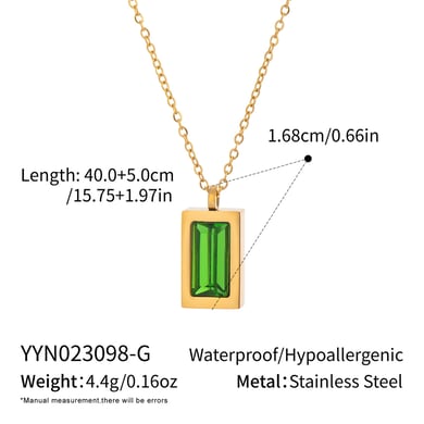 1 Piece Simple Stainless Steel Gold Color Zircon Pendant Necklace h5 