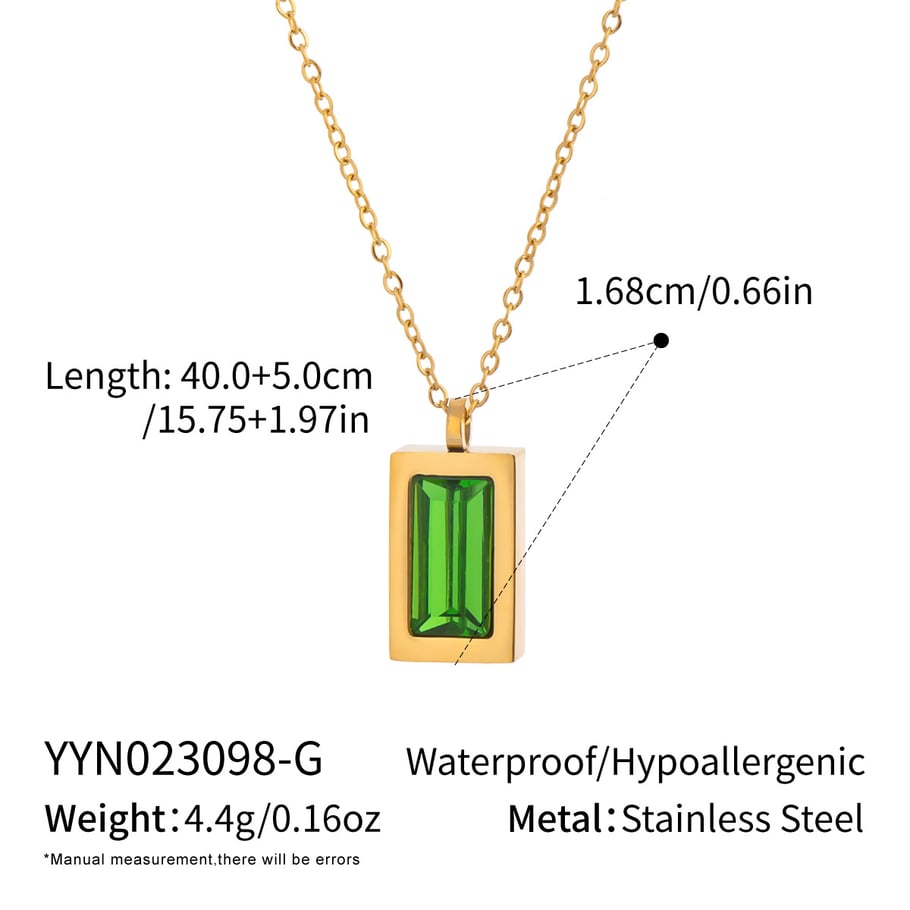 1 Piece Simple Stainless Steel Gold Color Zircon Pendant Necklace 