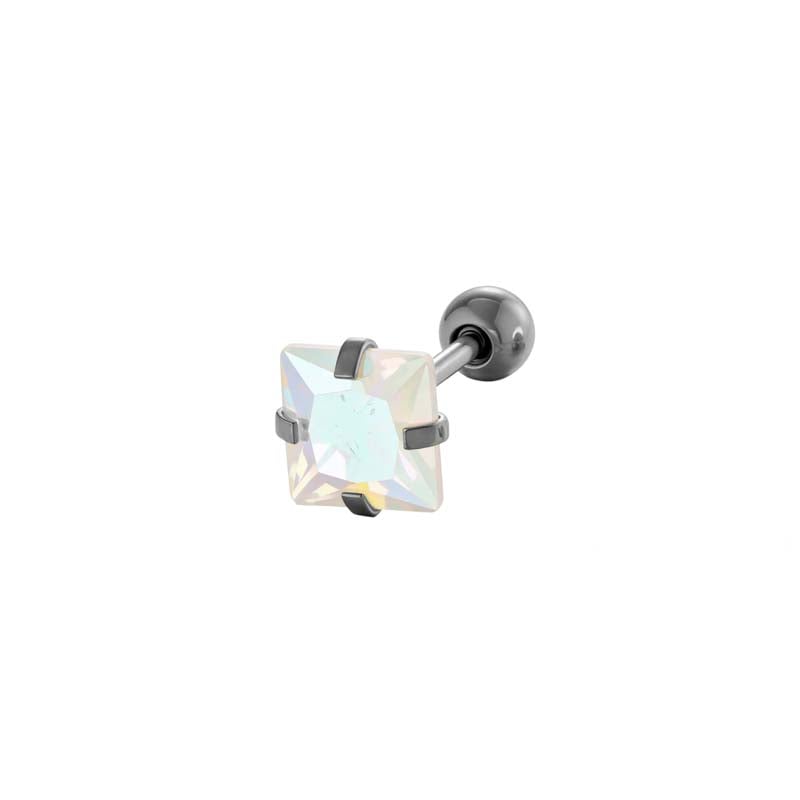 1 Piece Shinning Transparent Heart Stainless Steel Zircon Women's Piercings Earrings 