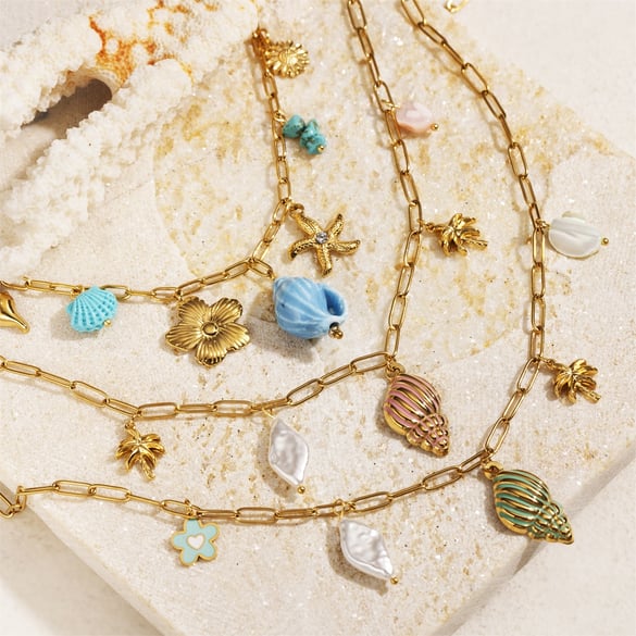 1 Piece Oceanic Stainless Steel Gold Color Pendant Necklaces