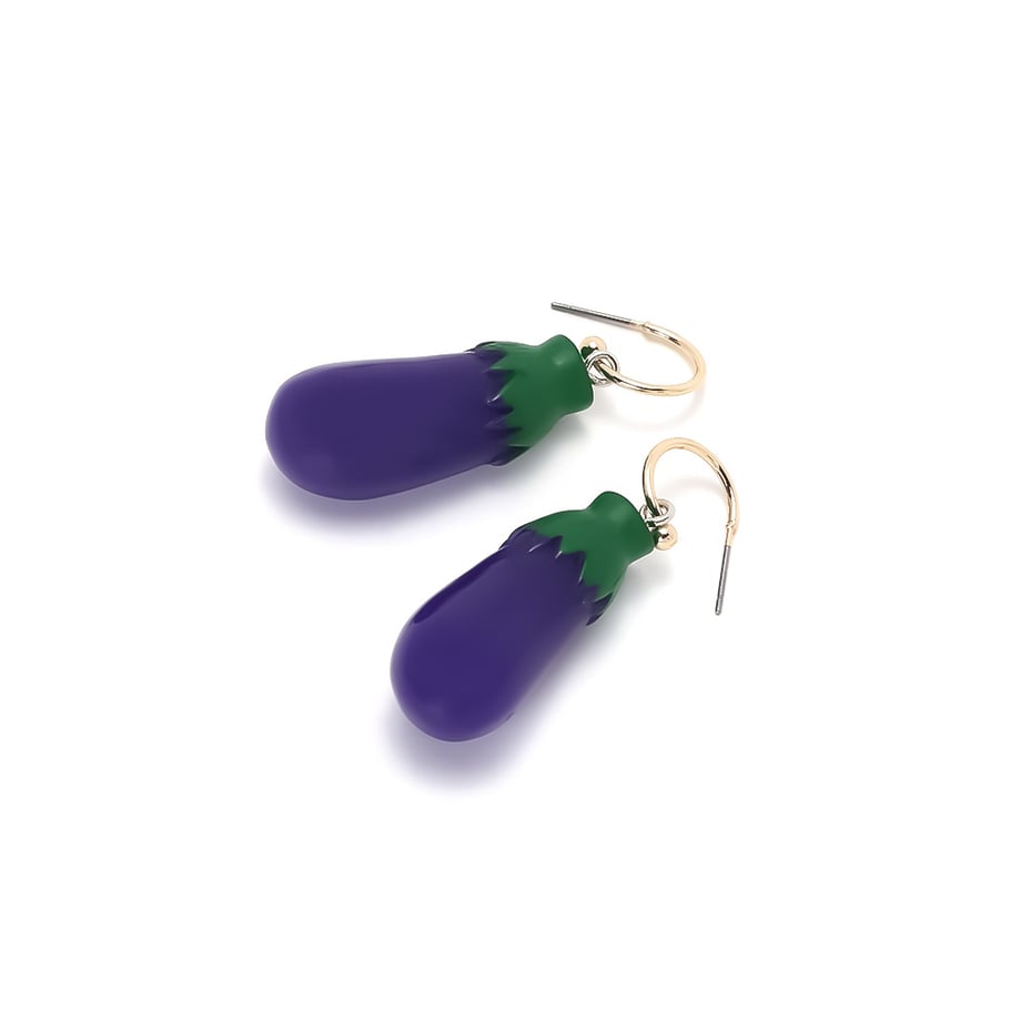 1 Pair Eggplant Resin Drop Earrings Picture2