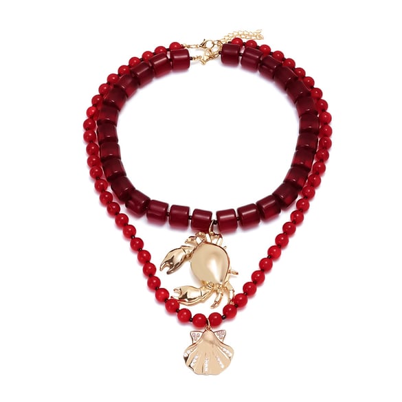 1 Set Crab Alloy Beaded Necklaces 2