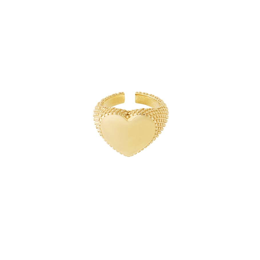 Bague de déclaration en acier inoxydable couleur or, série romantique, 1 pièce, motif cœur quotidien 
