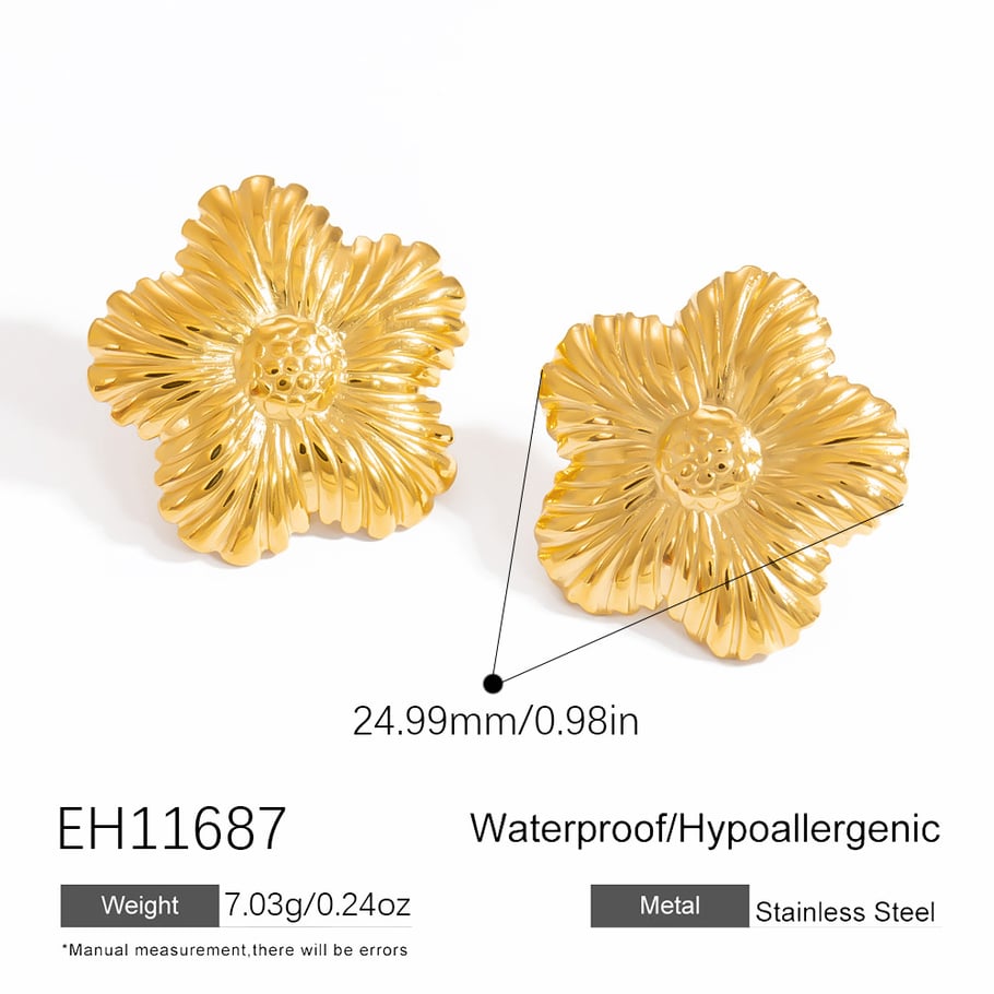 1 Pair Stainless Steel Gold Color Stud Earrings Picture2