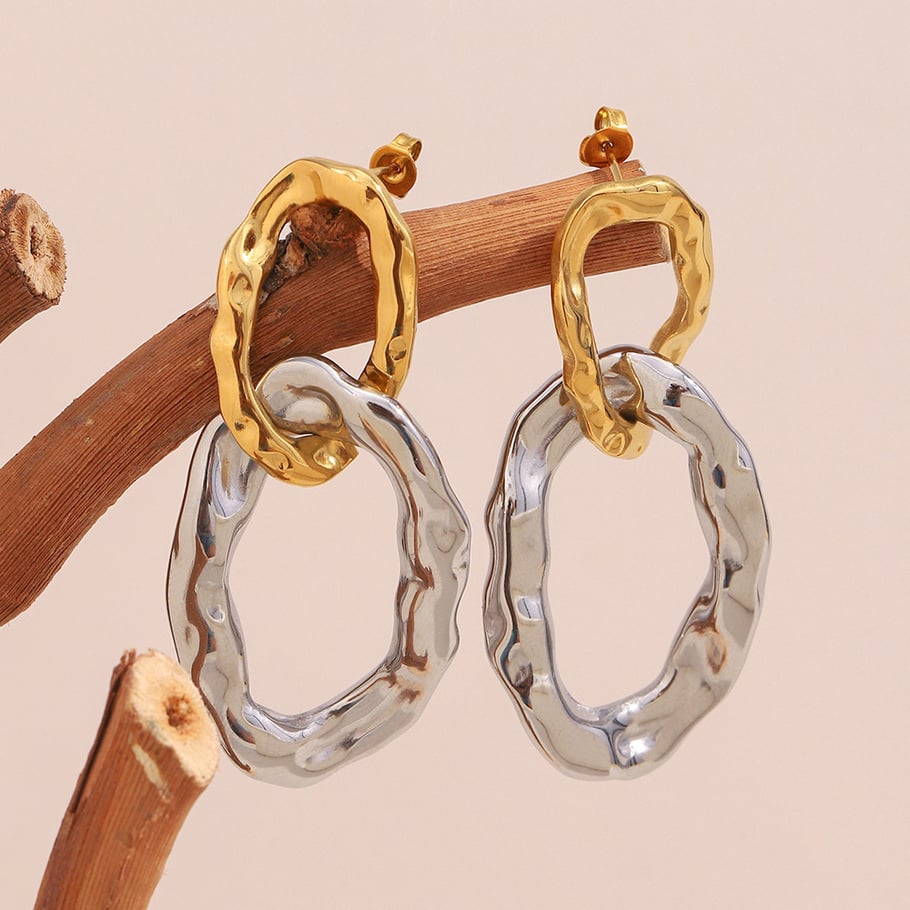 1 paire de boucles d&#39;oreilles pendantes ovales modernes pour femmes Image2