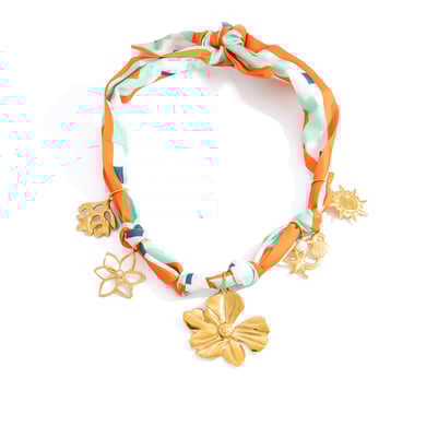 1 Piece Fabric Stainless Steel Gold Color Pendant Necklace h5 