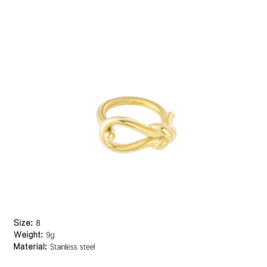 Bague minimaliste en acier inoxydable couleur or, série Simple, style décontracté et torsadé, 1 pièce Image2