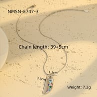NMSN-E747-3 Çelik Renkli Zirkonyum Kolye Resim3