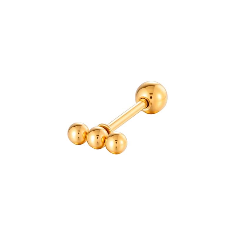 1 Piece Beaded Stainless Steel Gold Color Zircon Piercings Earring 