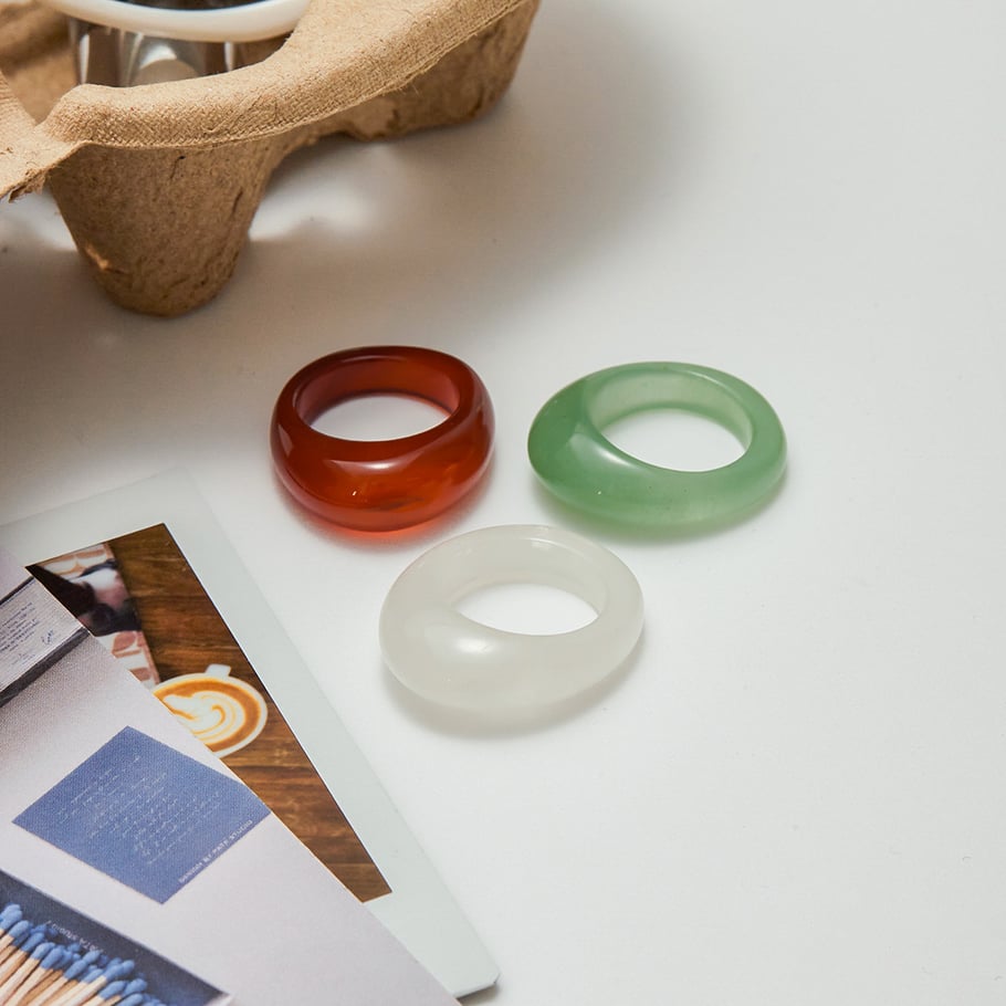 1 Piece Classic Natural Stone Solid Color Women's Gemstone Rings Picture5
