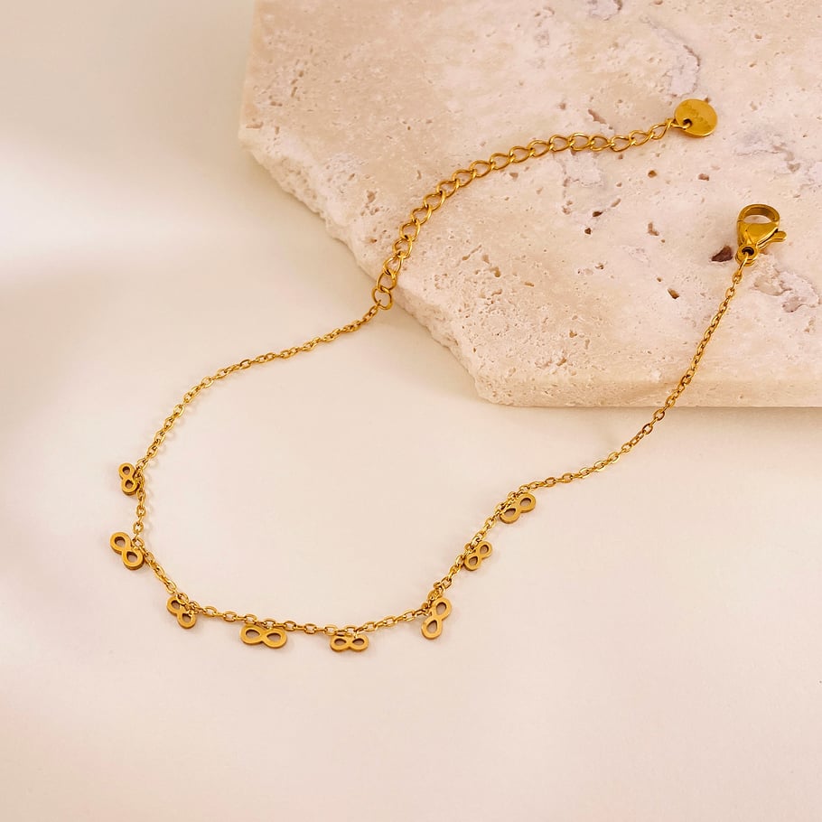 1 Stück gestaltbare Unendlichkeitssymbol-Edelstahl-Kettenarmbänder in Goldfarbe für Damen Bild4