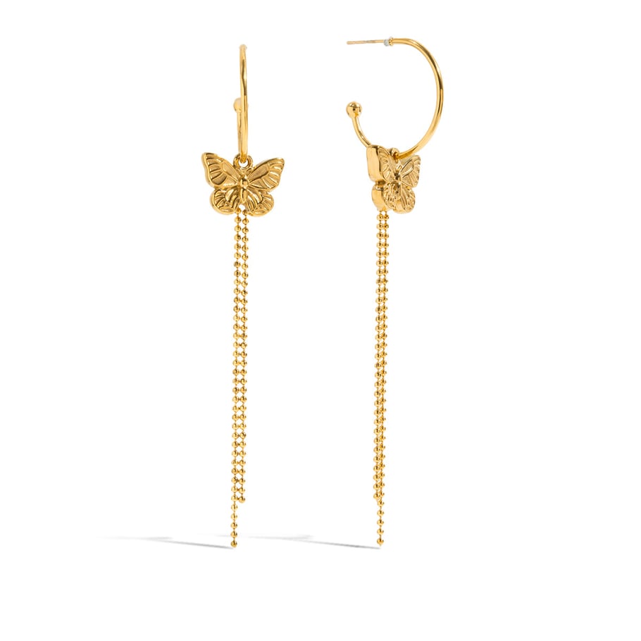 1 Paar romantische Serie süße Schmetterling Quasten Edelstahl Gold Farbe Damen Tropfen Ohrringe 