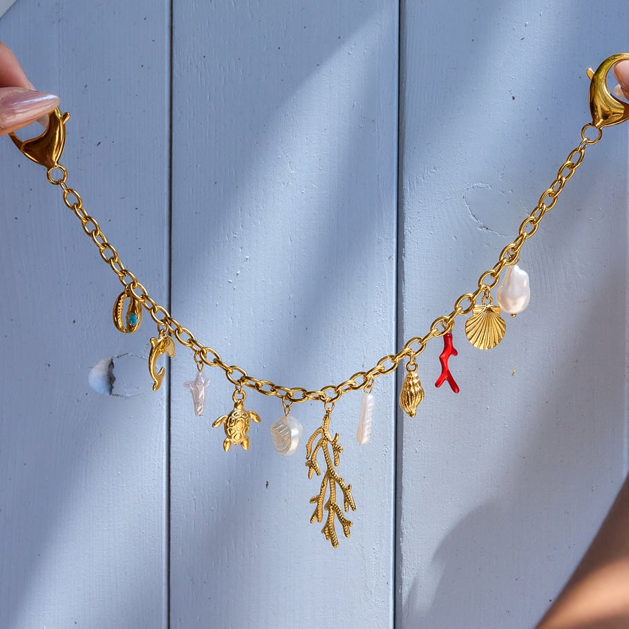 1 Piece Oceanic Shell Stainless Steel Gold Color Women's Bag Chain Picture8