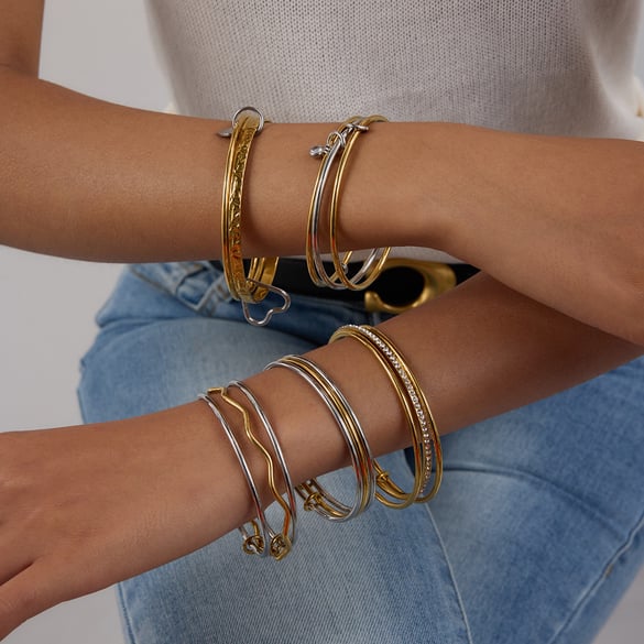 1 Piece Modern Gold & Silver Color Women's Bangles 2