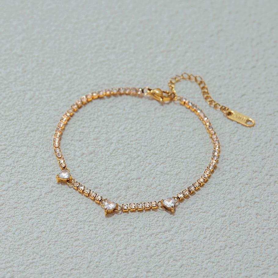 1 Piece Romantic Heart Stainless Steel Gold Color Women's Chain Bracelets Picture8