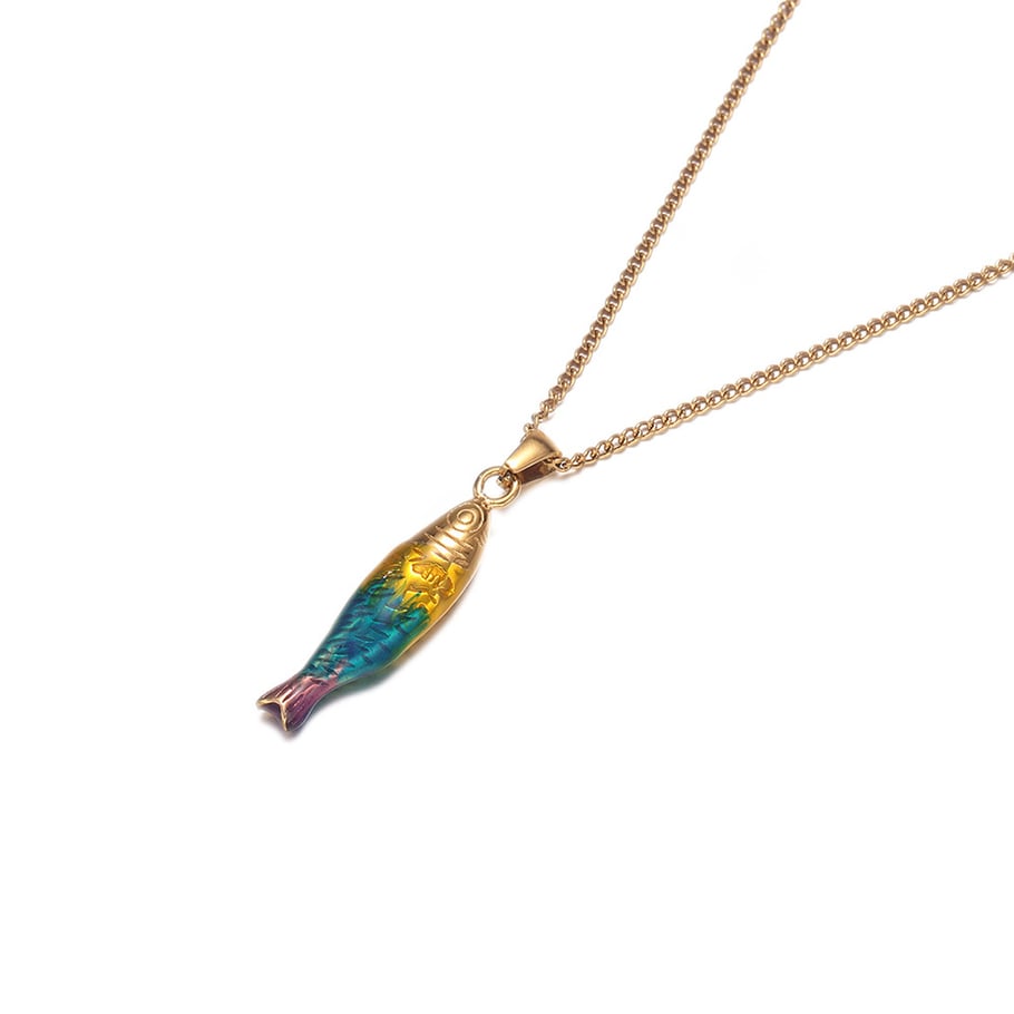 Collier avec pendentif en acier inoxydable en forme de poisson, 1 pièce Image3