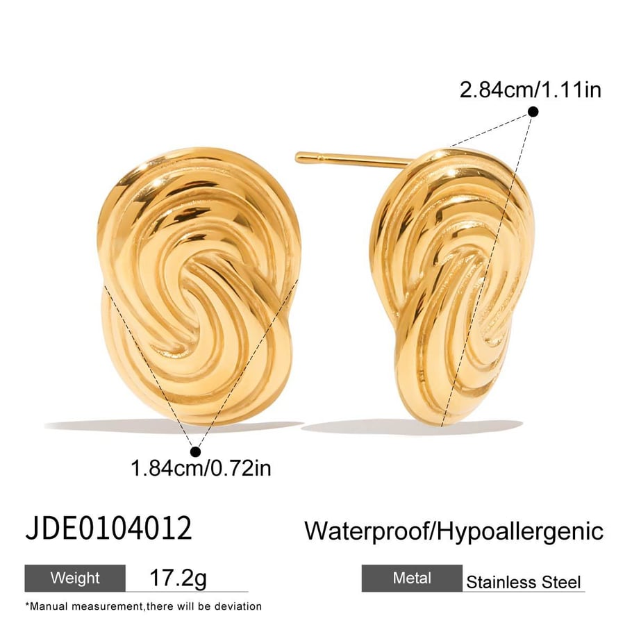 1 Paar einfache Serie Persönlichkeit Spirale Edelstahl Gold Farbe Ohrstecker Bild2