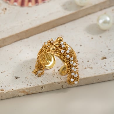 1 anello di lusso in acciaio inossidabile color oro h5 Immagine2