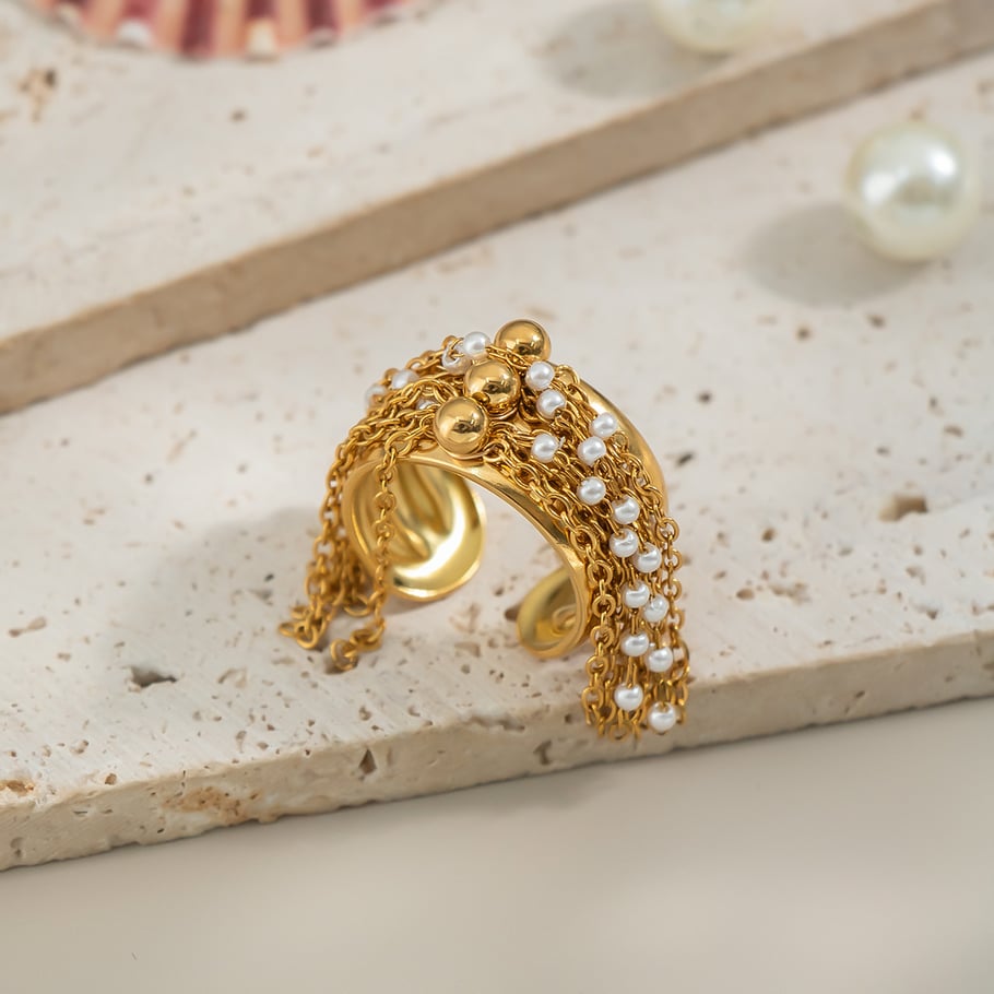 1 anello di lusso in acciaio inossidabile color oro Immagine2