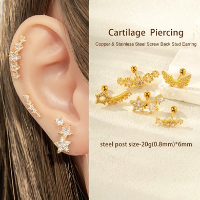 1 Piece Copper Zircon Piercings Earring h5 Picture4