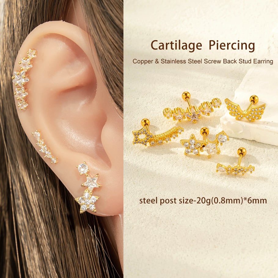 1 Piece Copper Zircon Piercings Earring Picture4