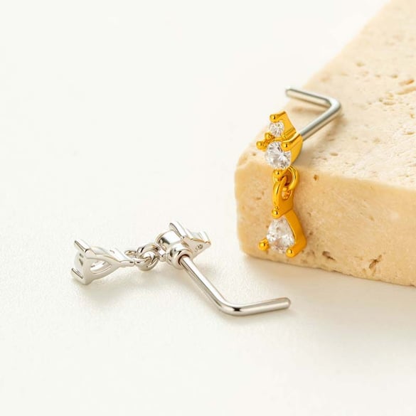 1 Piece Droplet Copper Gold Color Zircon Women's Nose Stud